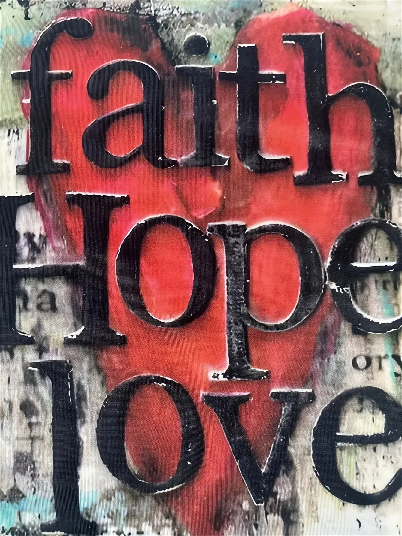 Vintage Print Women's Tee - "Faith Hope Love" & Heart Graphic, Rustic Inspirational Design for Casual Daily Wear - Image 3