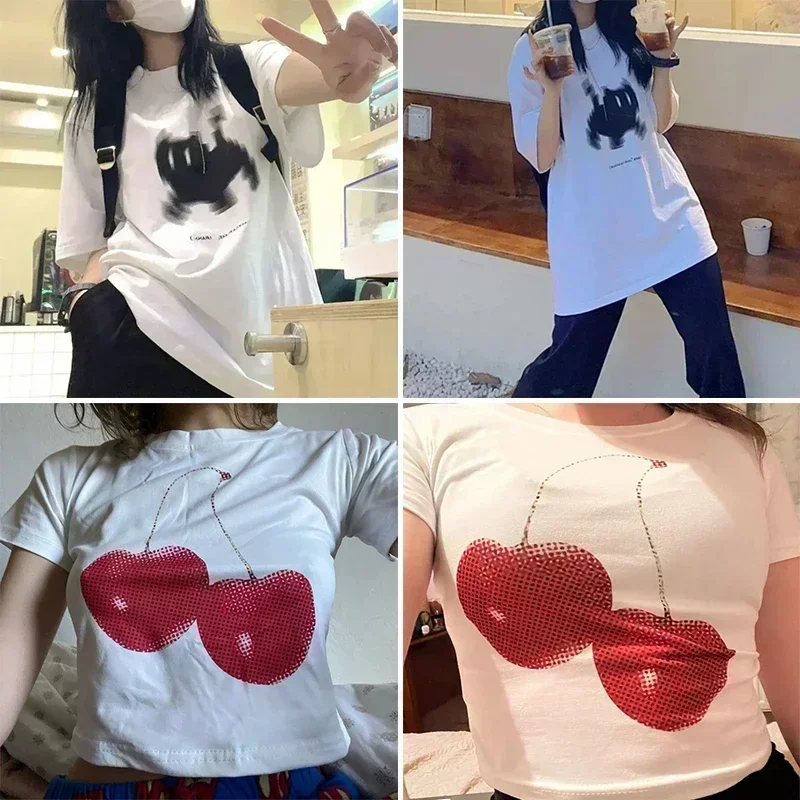 Vintage Fleetwood Print T-shirt Casual Crew Neck Short Sleeve Summer Women Clothing Fashion Sleeves T-Shirts White Student Tee - Image 5