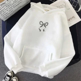 Creative Bow Leopard Printing Women Hoodies Casual Trendy Tops Y2K Style Comfortable Streetwears Fashion Clothing